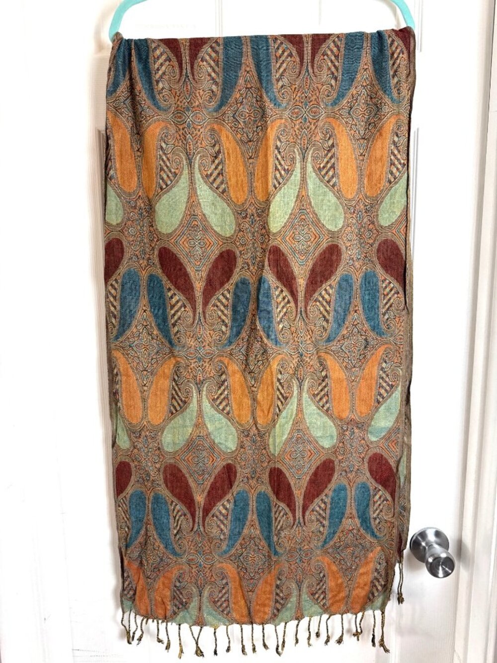 Vibrant Multicolor Woven Rectangle Women's Fall Fashion Scarf Fringe